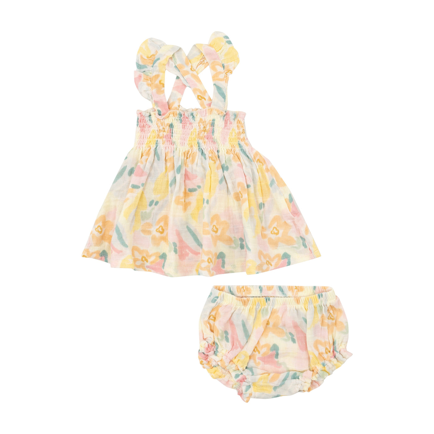 Ruffle Strap Smocked Top And Diaper Cover - Paris Bouquet - Angel Dear