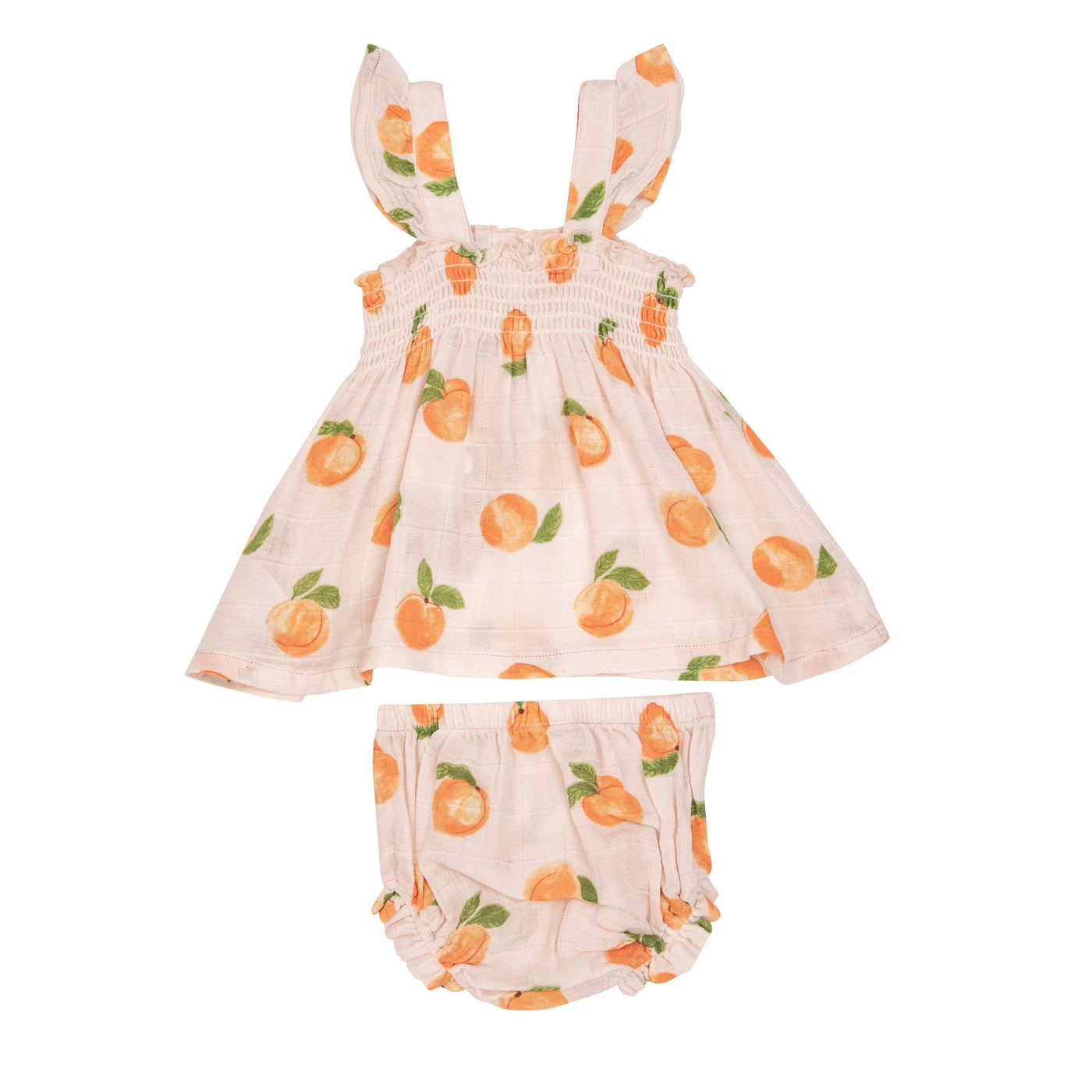 Ruffle Strap Smocked Top And Diaper Cover - Peaches - Angel Dear