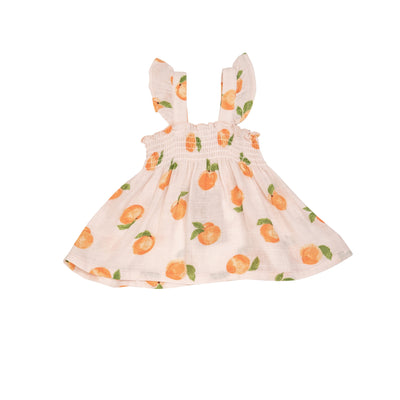 Ruffle Strap Smocked Top And Diaper Cover - Peaches - Angel Dear