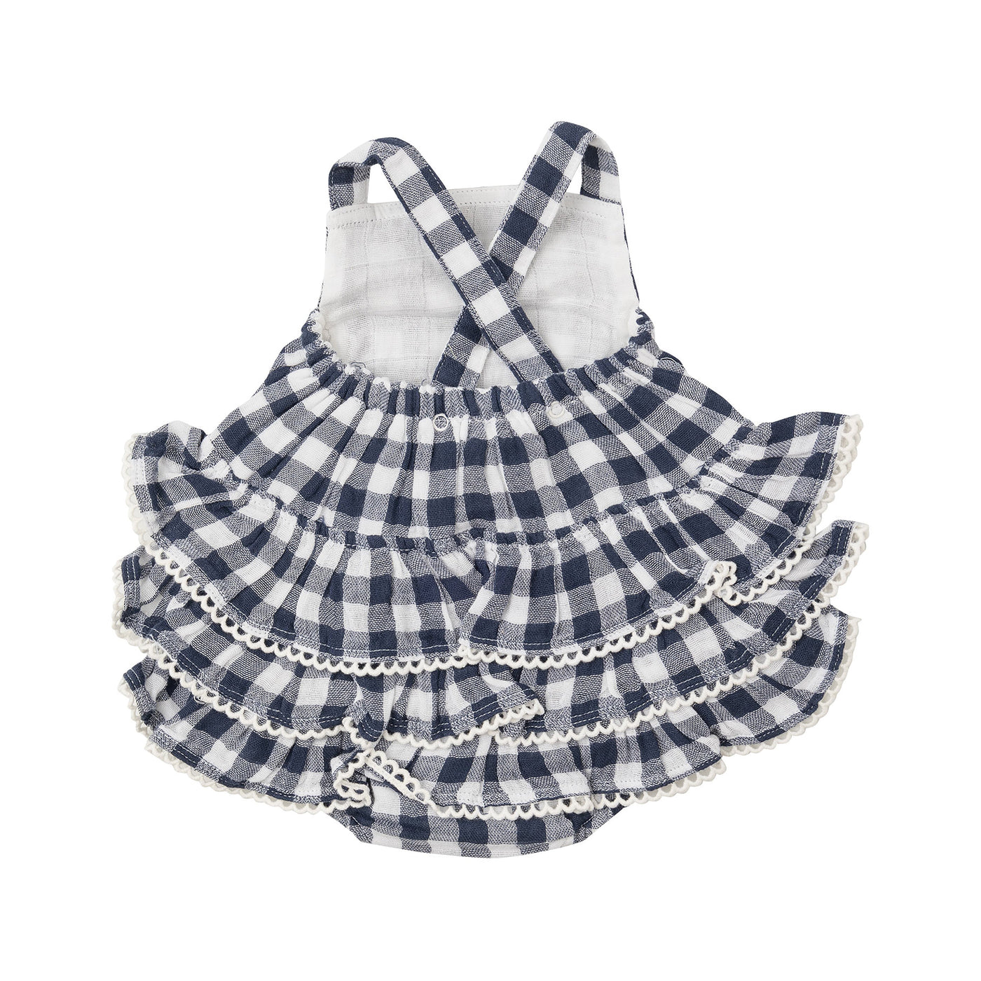 Ruffle Sunsuit - Gingham Navy by Angel Dear