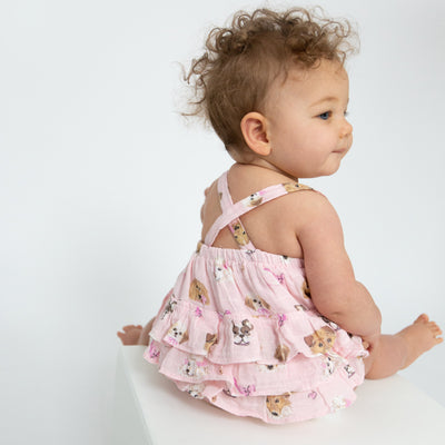 Ruffle Sunsuit - Pretty Puppy Faces-Angel Dear