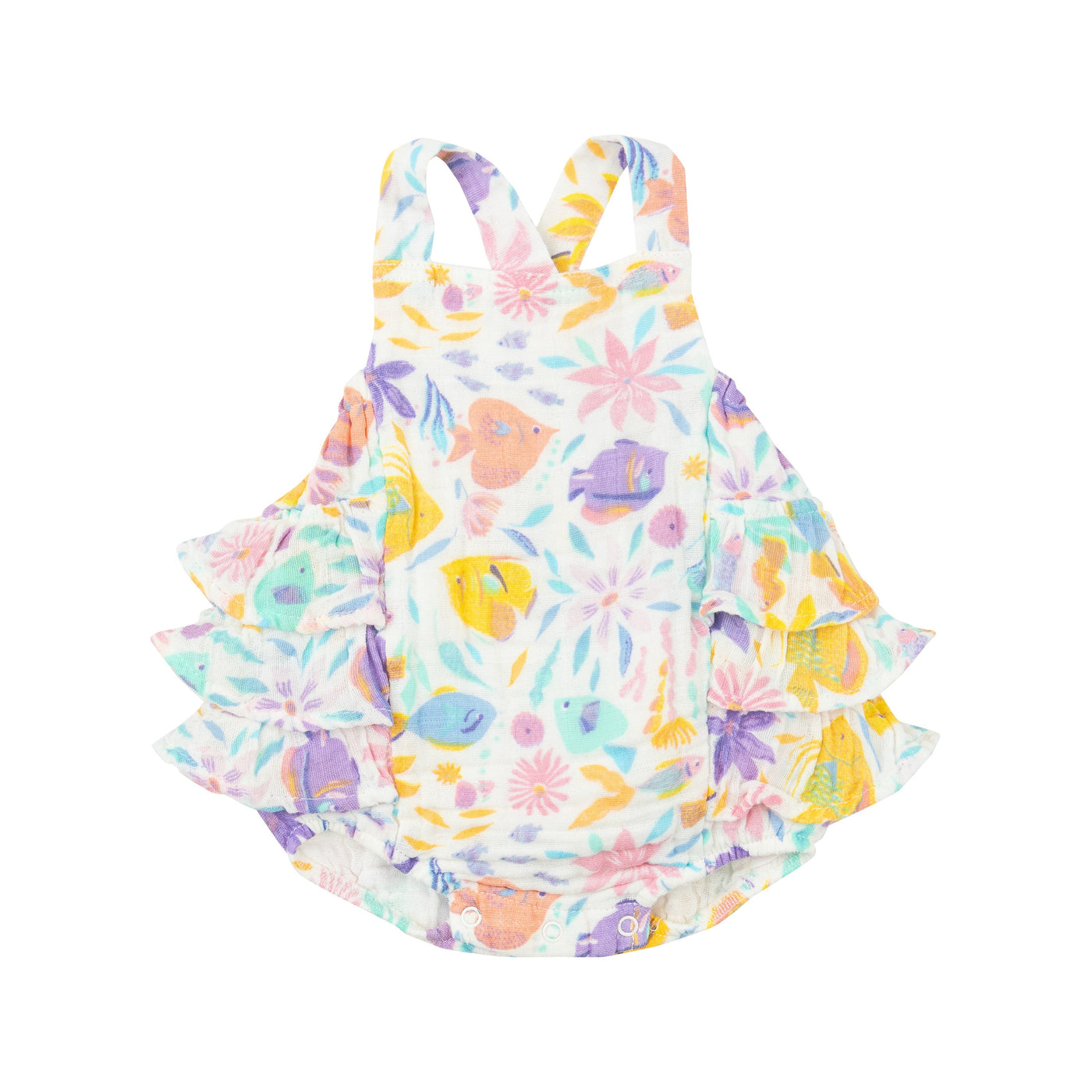 Ruffle Sunsuit - Tropical Fish Floral by Angel Dear