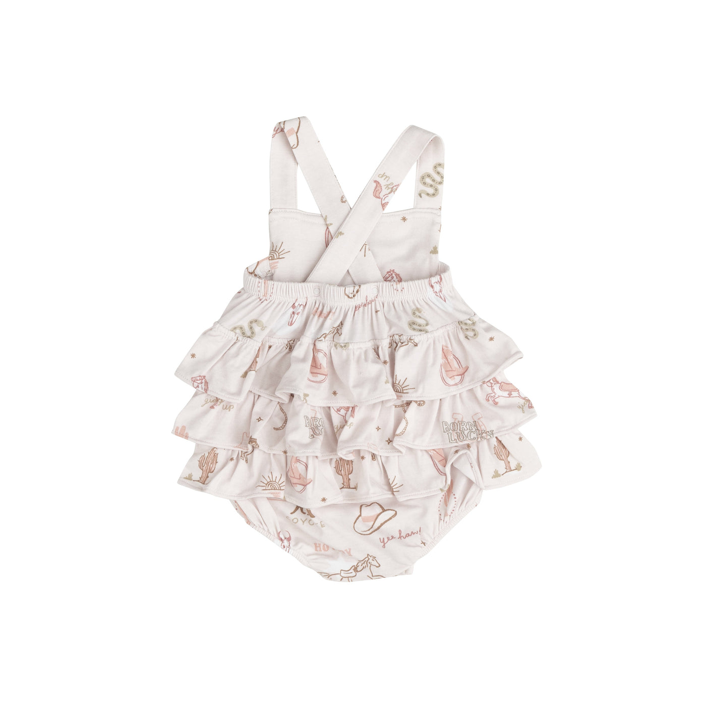 Ruffle Sunsuit - Wild West Pink-Angel Dear