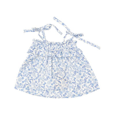 Ruffle Top & Bloomer - Blue Calico Floral - Angel Dear