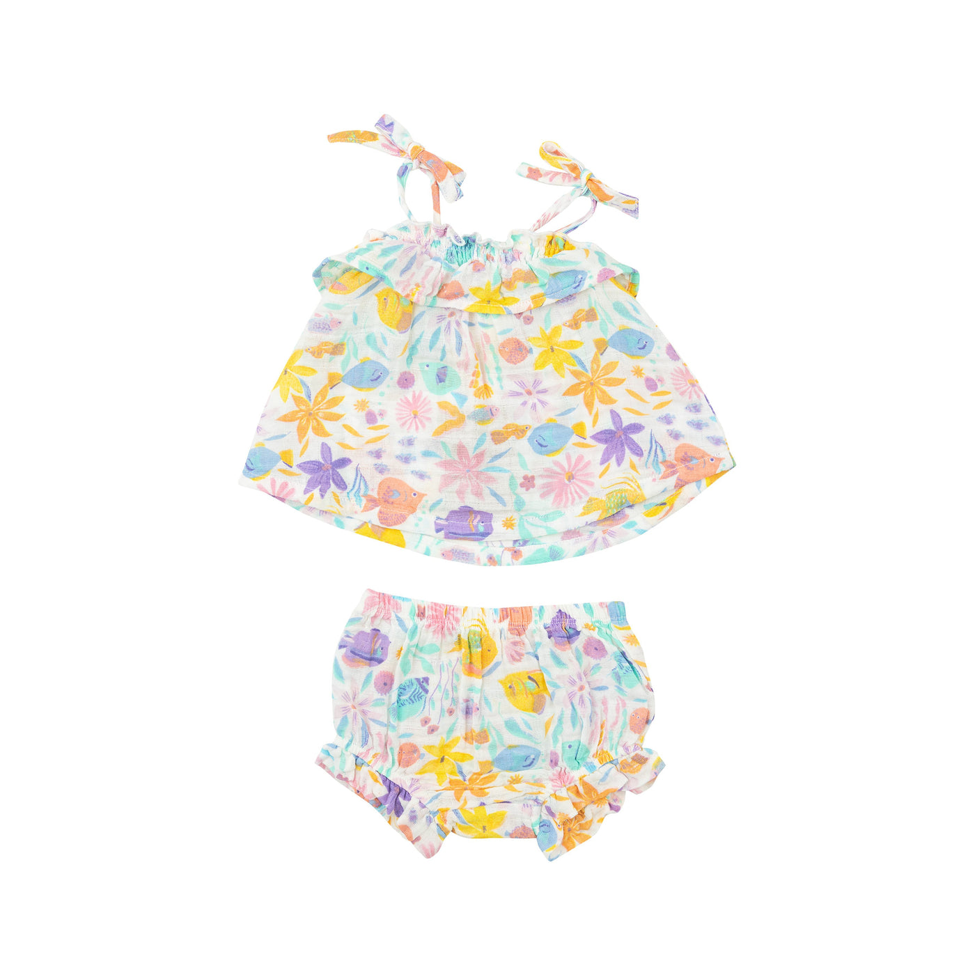 Ruffle Top & Bloomer - Tropical Fish Floral-Angel Dear