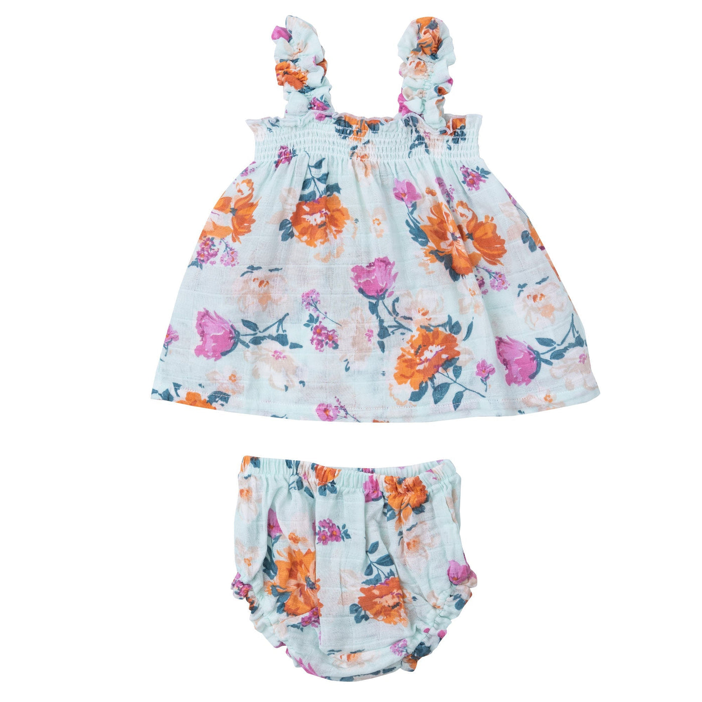 Ruffly Strap Top + Bloomer Set - Soft Petals Floral - Angel Dear