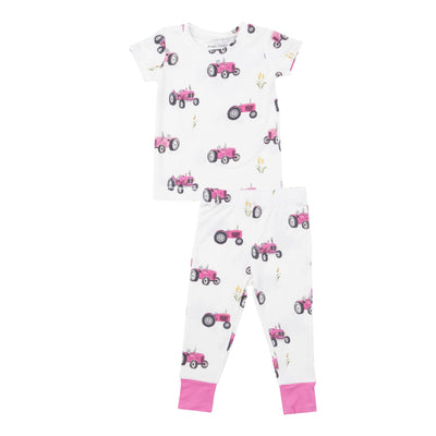 S/S Loungewear Set - Pink Tractors by Angel Dear