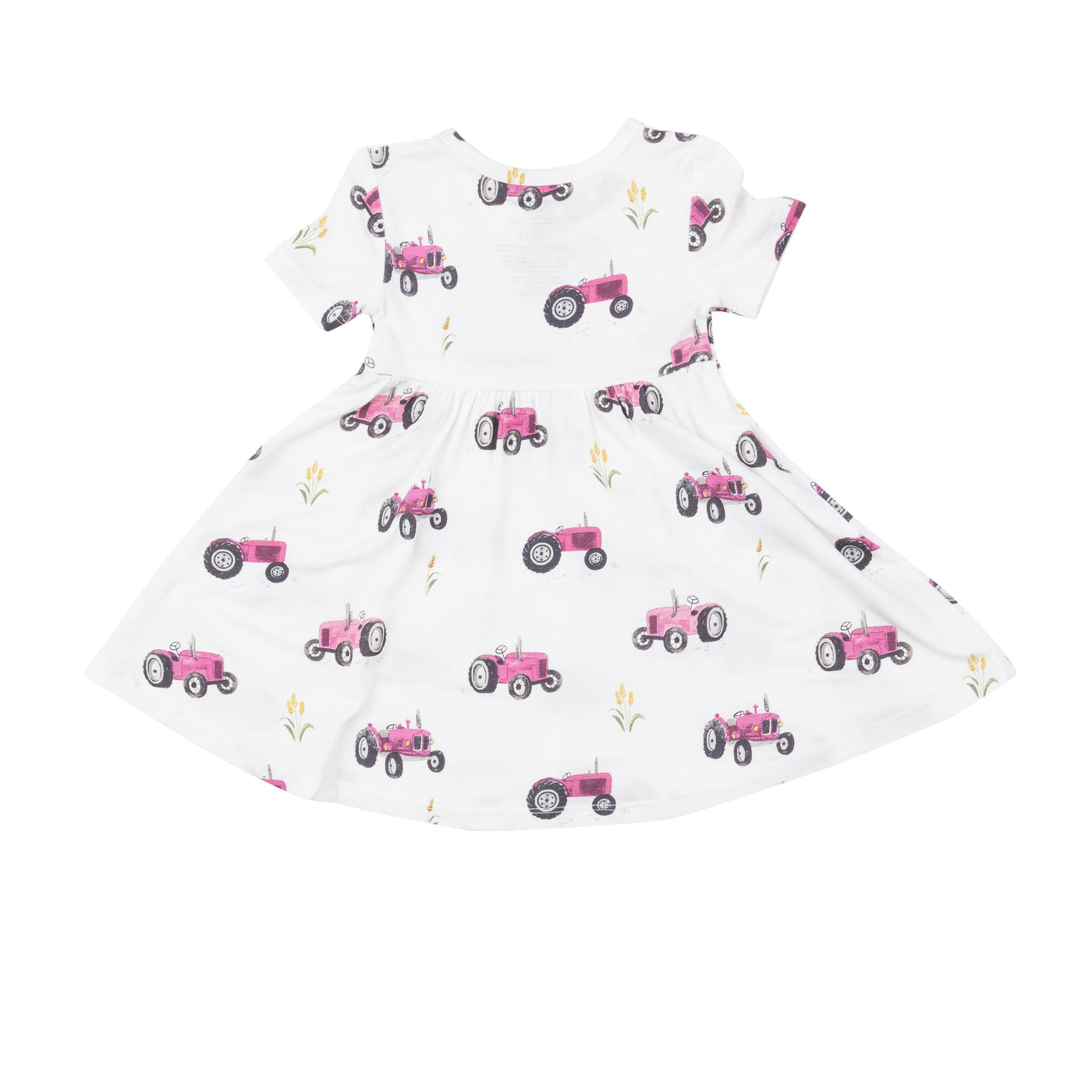 S/S Twirly Dress - Pink Tractors by Angel Dear