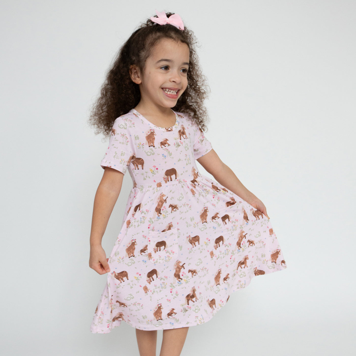 S/S Twirly Dress - Watercolor Ponies by Angel Dear