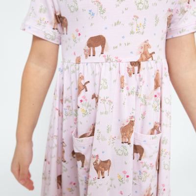 S/S Twirly Dress - Watercolor Ponies by Angel Dear