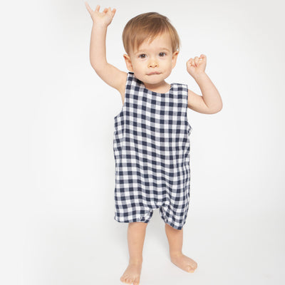 Sleeveless Jon Jon - Gingham Navy - Angel Dear