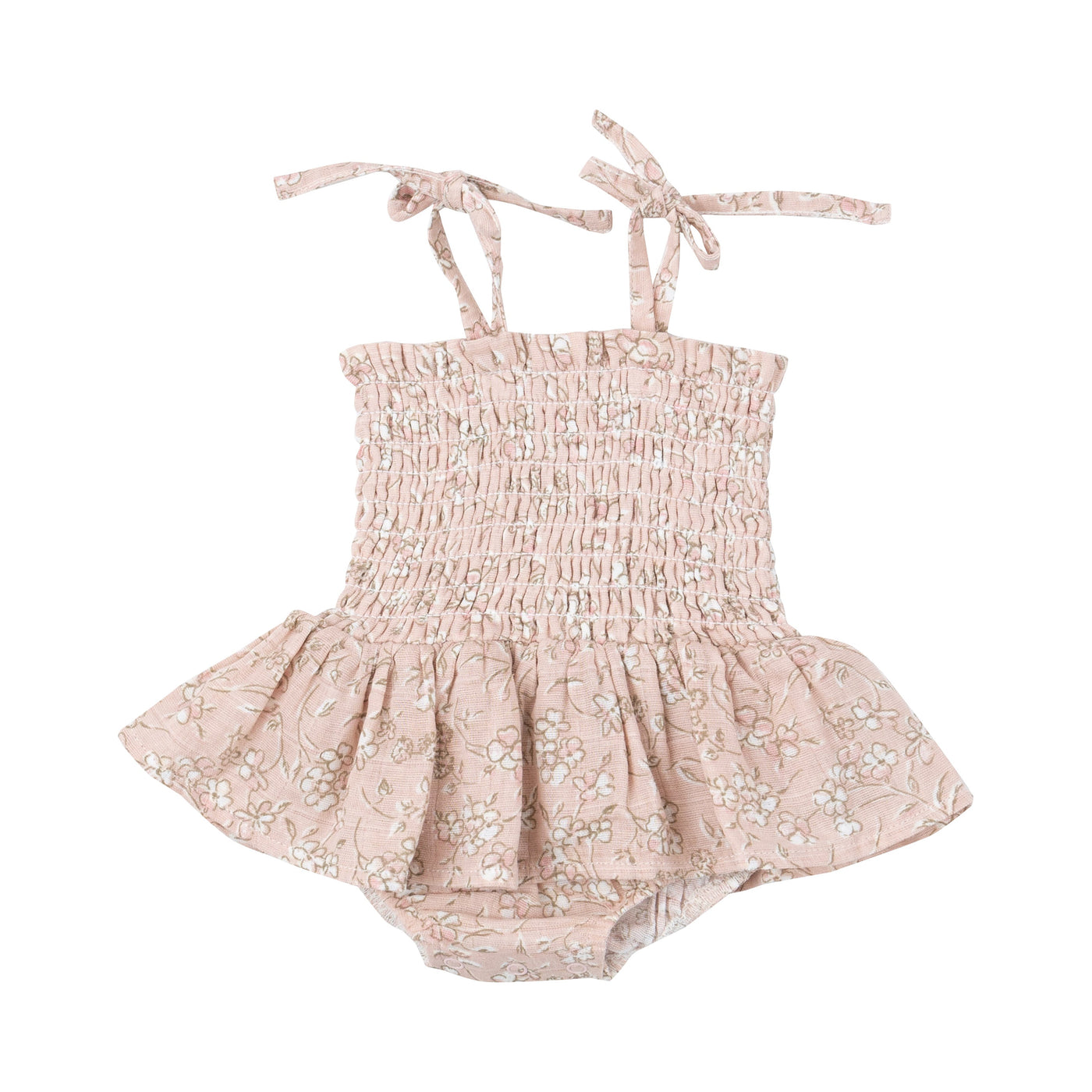 Smocked Bubble W/ Skirt - Baby's Breath Floral-Angel Dear