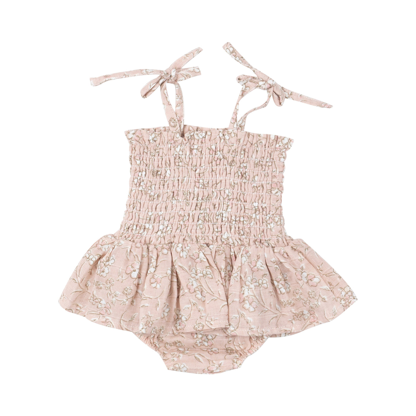 Smocked Bubble W/ Skirt - Baby's Breath Floral-Angel Dear