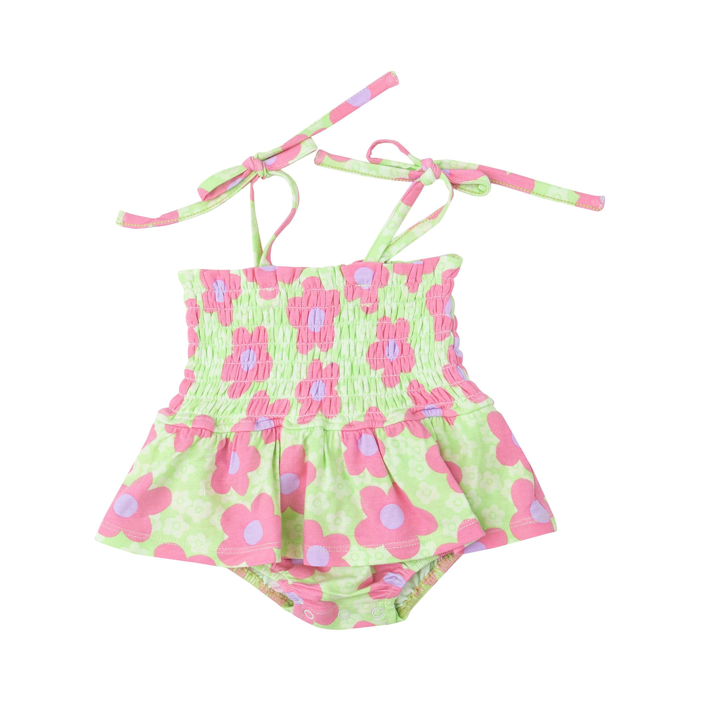 Smocked Bubble W/ Skirt - Daisy Pop-Angel Dear