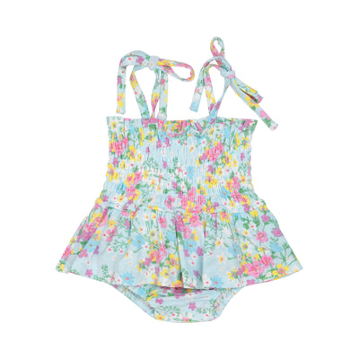 Smocked Bubble W/ Skirt - Little Buttercup Floral-Angel Dear