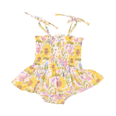 Smocked Bubble W/ Skirt - Sunflower Dream Floral - Angel Dear