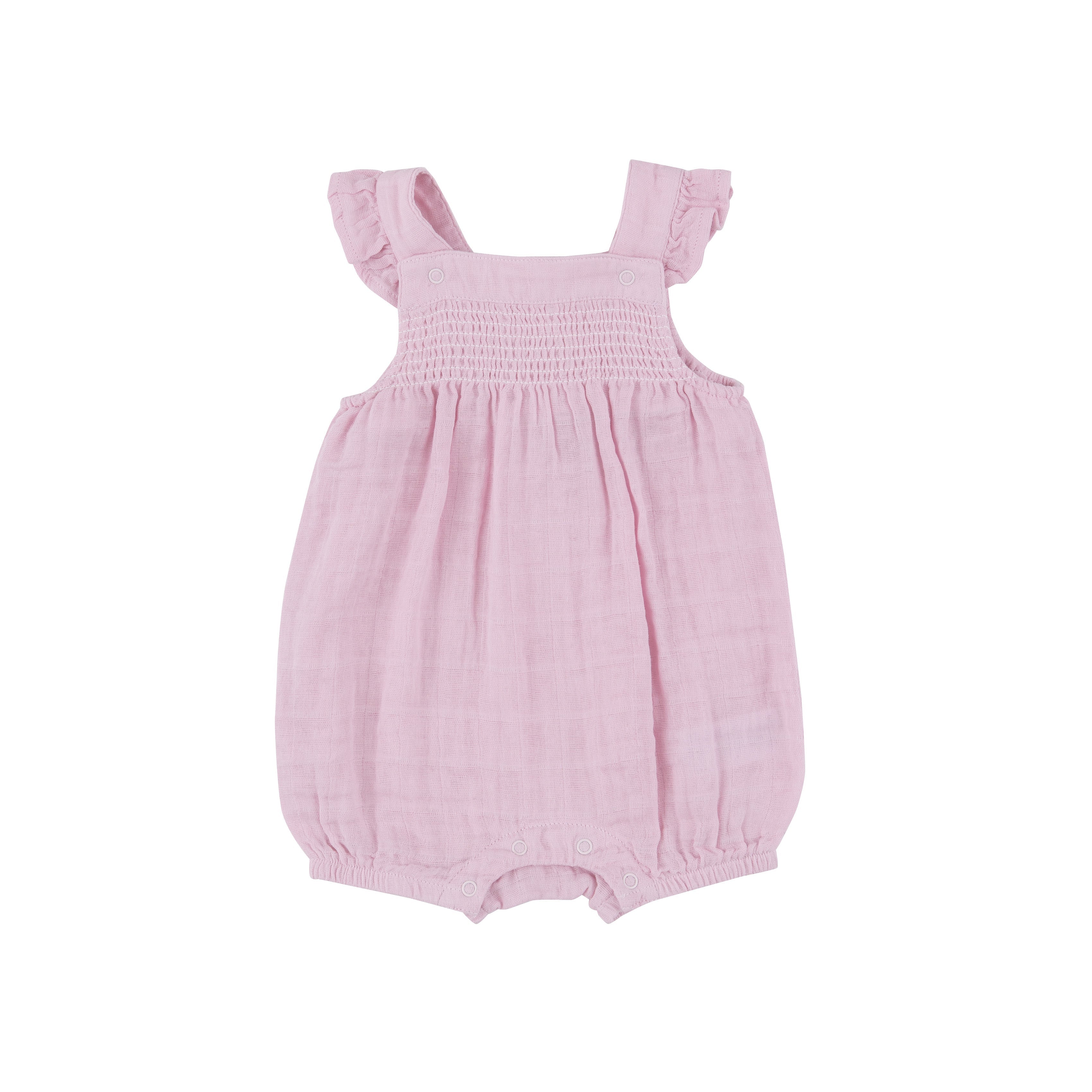 Smocked Front Overall Shortie - Ballet Solid Muslin – Angel Dear