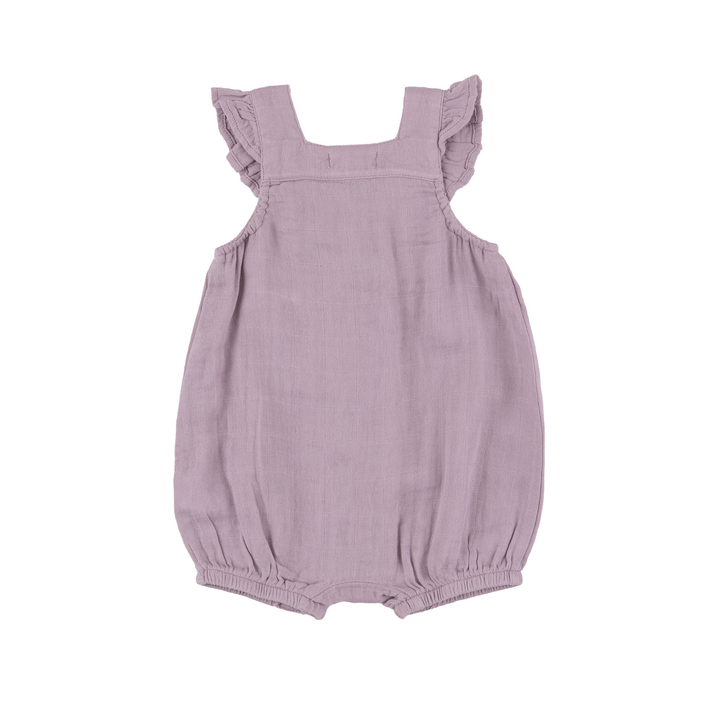 Smocked Front Overall Shortie - Dusty Lavender Solid Muslin by Angel Dear