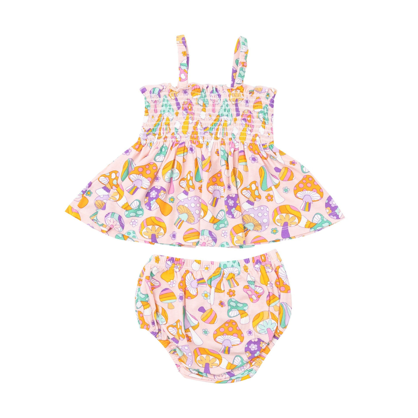 Smocked Top  & Bloomer - Flower Power Mushrooms by Angel Dear