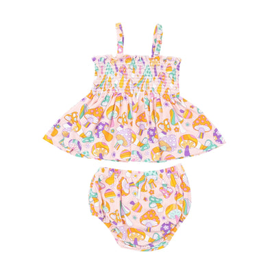 Smocked Top  & Bloomer - Flower Power Mushrooms by Angel Dear