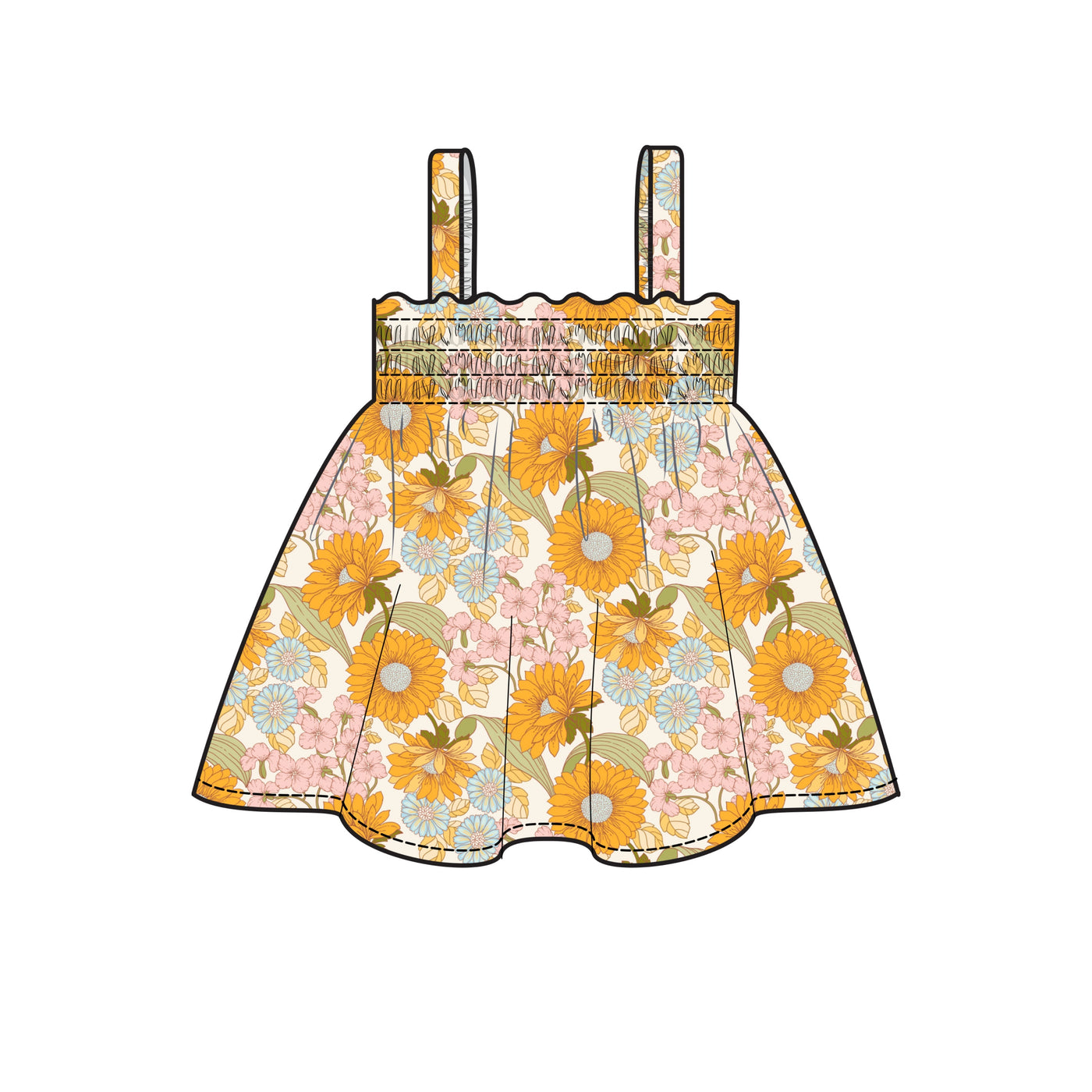 Smocked Top  & Bloomer - Sunflower Child by Angel Dear