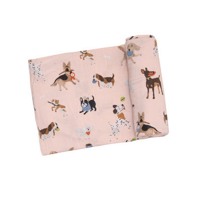 Swaddle Blanket - DOGGY DAYCARE PINK by Angel Dear