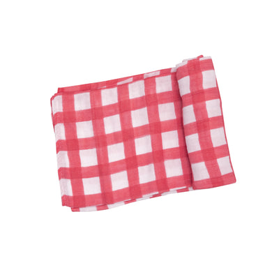 Swaddle Blanket - PAINTED GINGHAM RED by Angel Dear