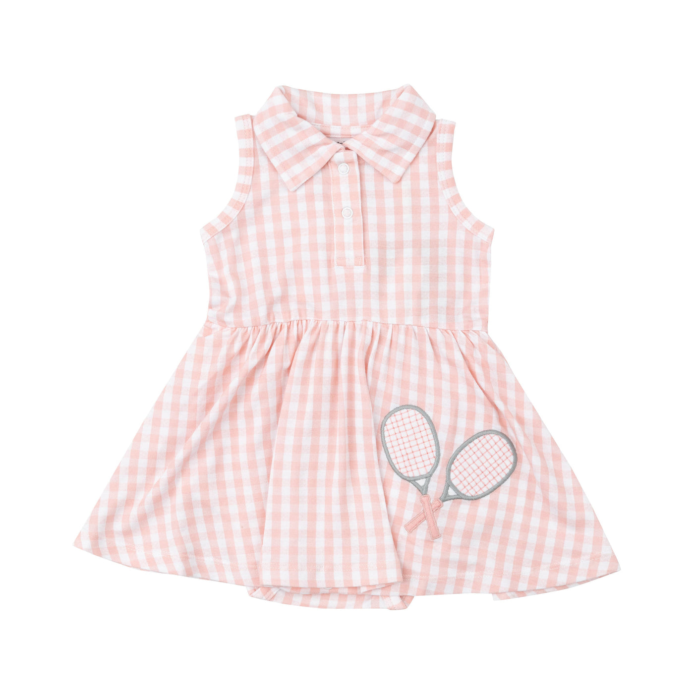 Tennis Tank Bodysuit Dress - Mini Pink Gingham by Angel Dear