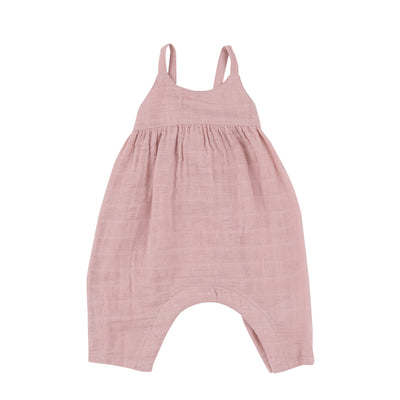 Tie Back Romper - Dusty Pink Solid Muslin by Angel Dear