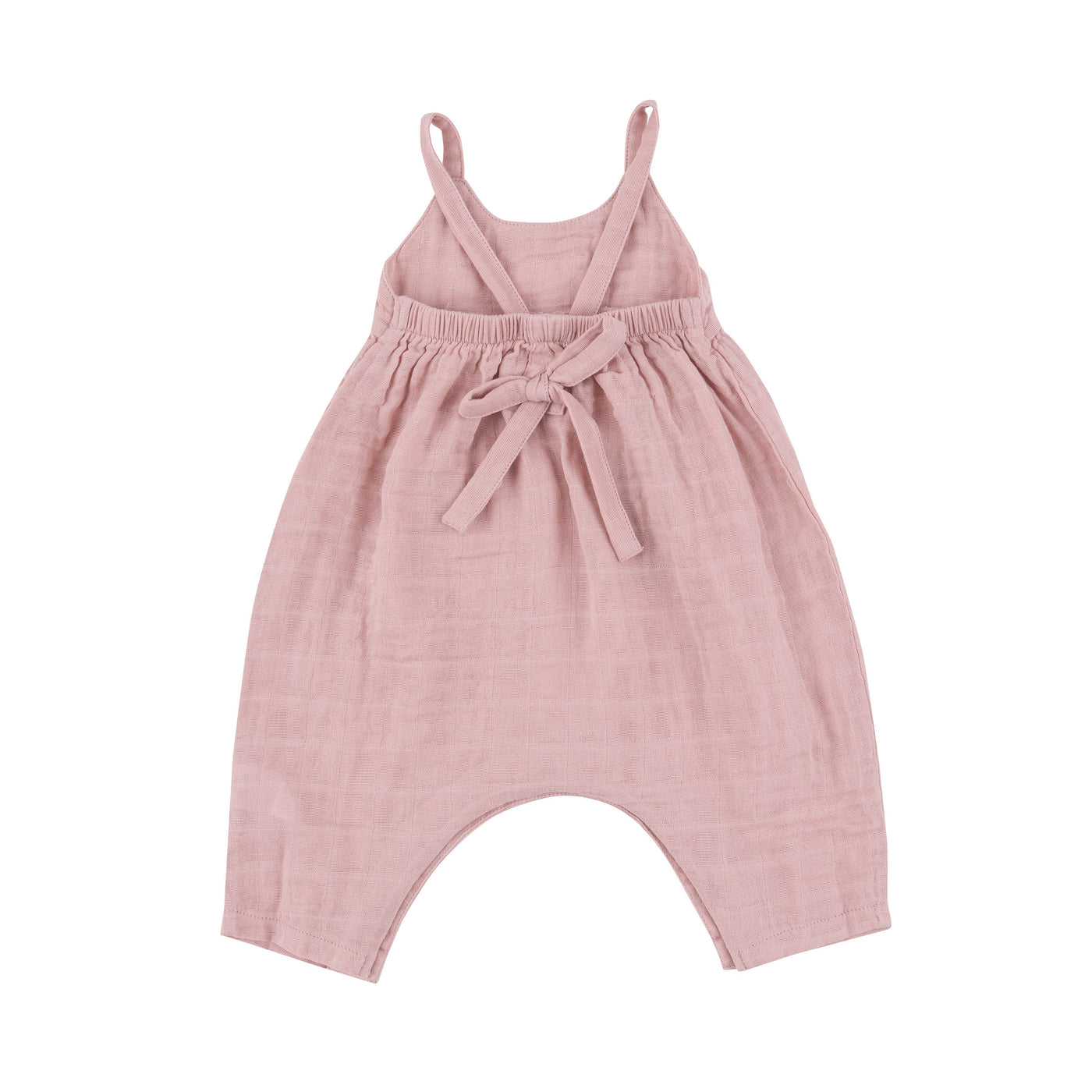 Tie Back Romper - Dusty Pink Solid Muslin-Angel Dear