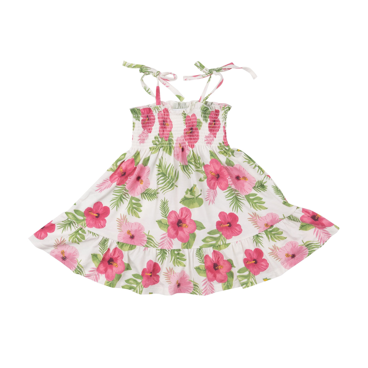 Tie Stap Smocked Sun Dress - Hibiscus-Angel Dear