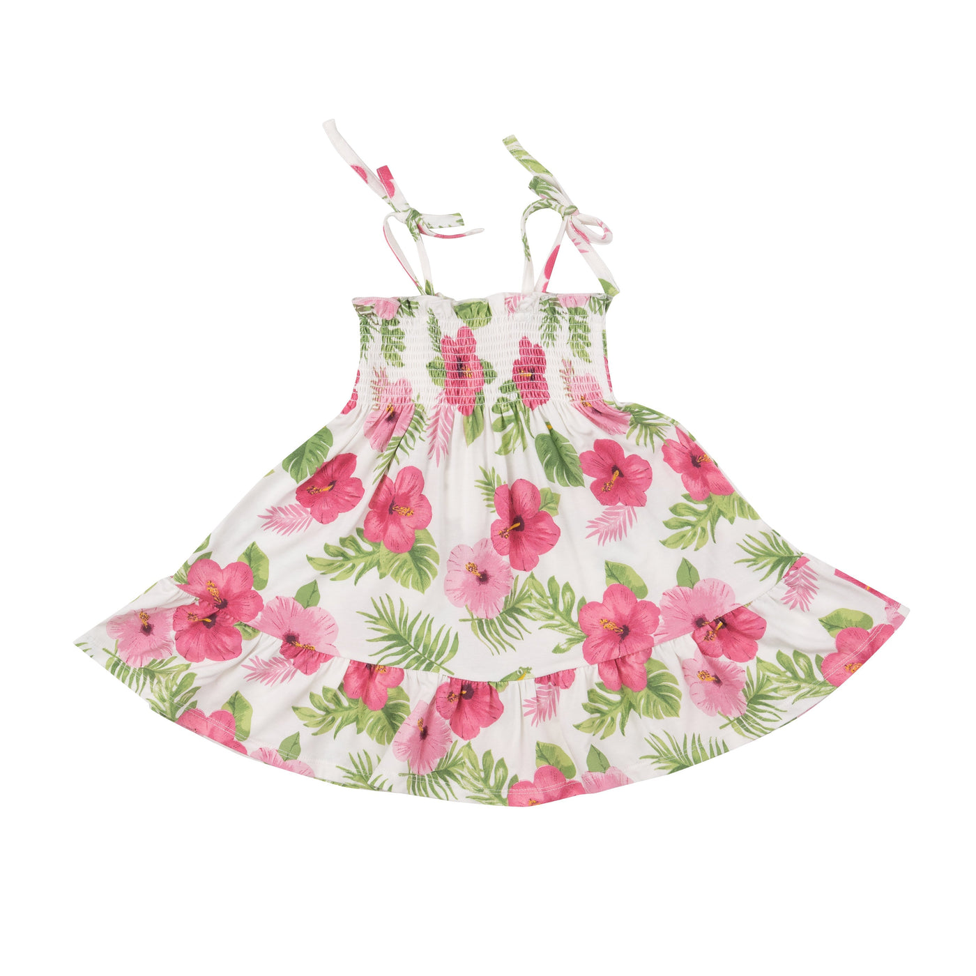 Tie Stap Smocked Sun Dress - Hibiscus-Angel Dear