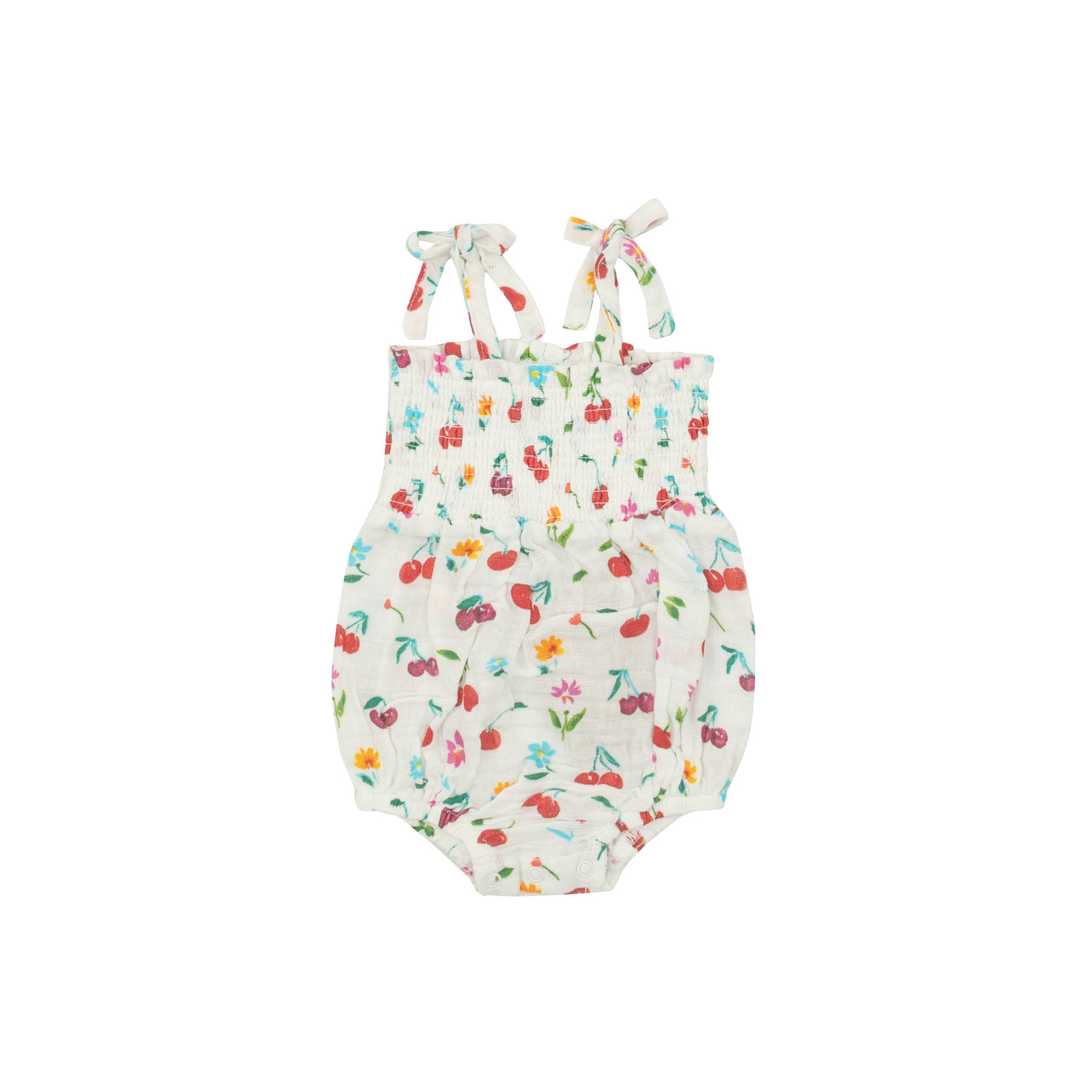 Tie Strap Smocked Bubble - Cherry by Angel Dear