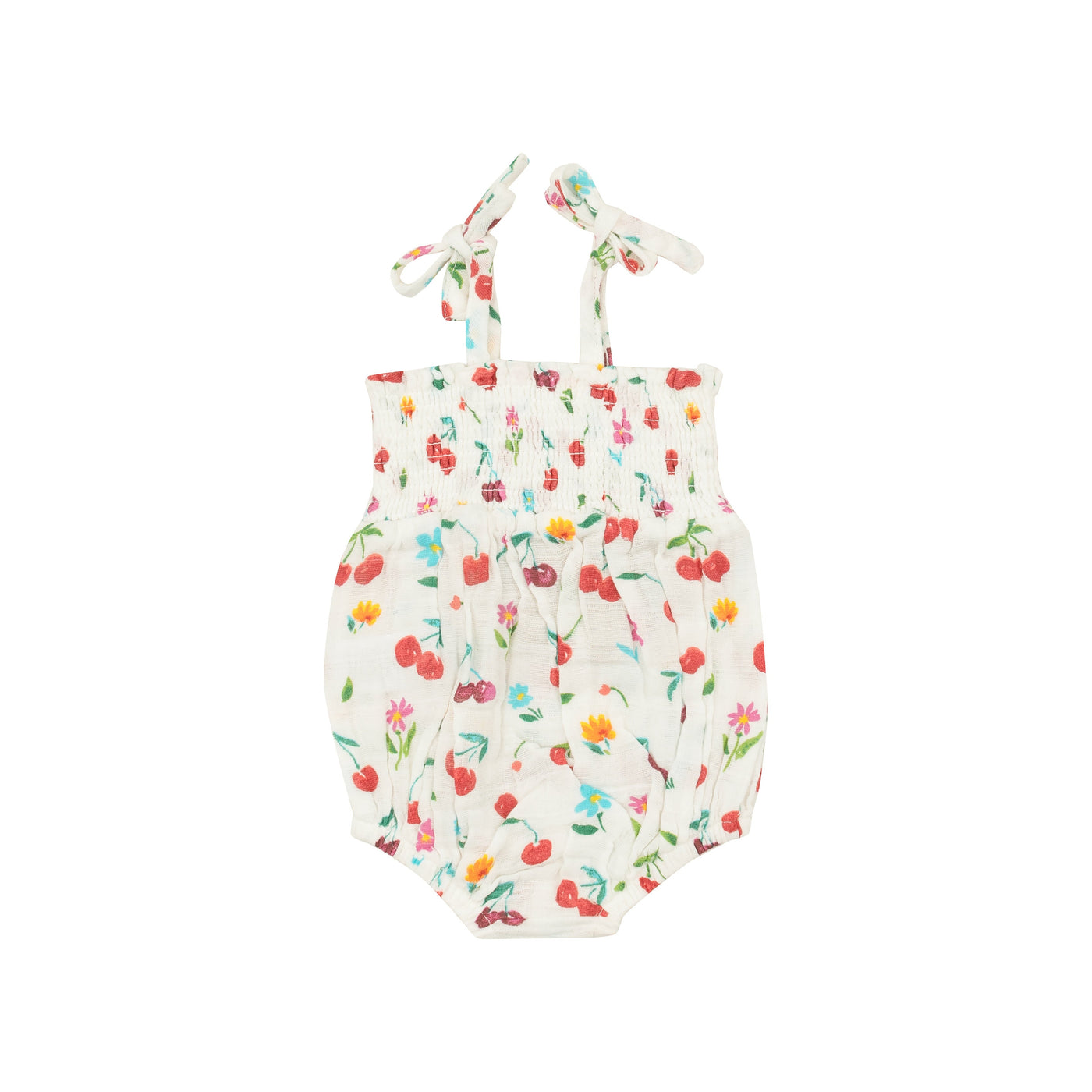 Tie Strap Smocked Bubble - Cherry by Angel Dear