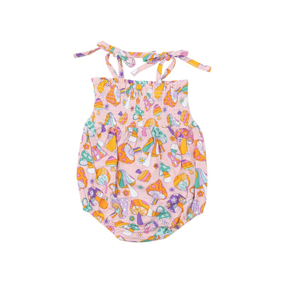 Tie Strap Smocked Bubble - Flower Power Mushrooms by Angel Dear