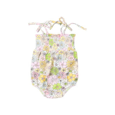 Tie Strap Smocked Bubble - Mixed Retro Floral - Angel Dear