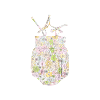 Tie Strap Smocked Bubble - Mixed Retro Floral-Angel Dear