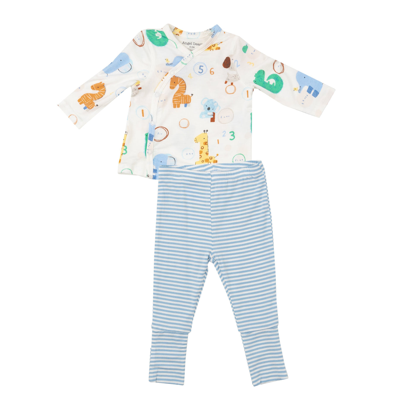 Tmh Set With Roll Over Cuff Pant - Animal Numbers - Angel Dear