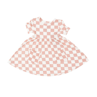 Twirly S/S Dress - Checkerboard Pink - Angel Dear