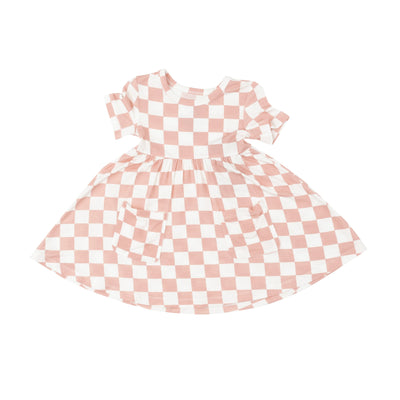 Twirly S/S Dress - Checkerboard Pink by Angel Dear