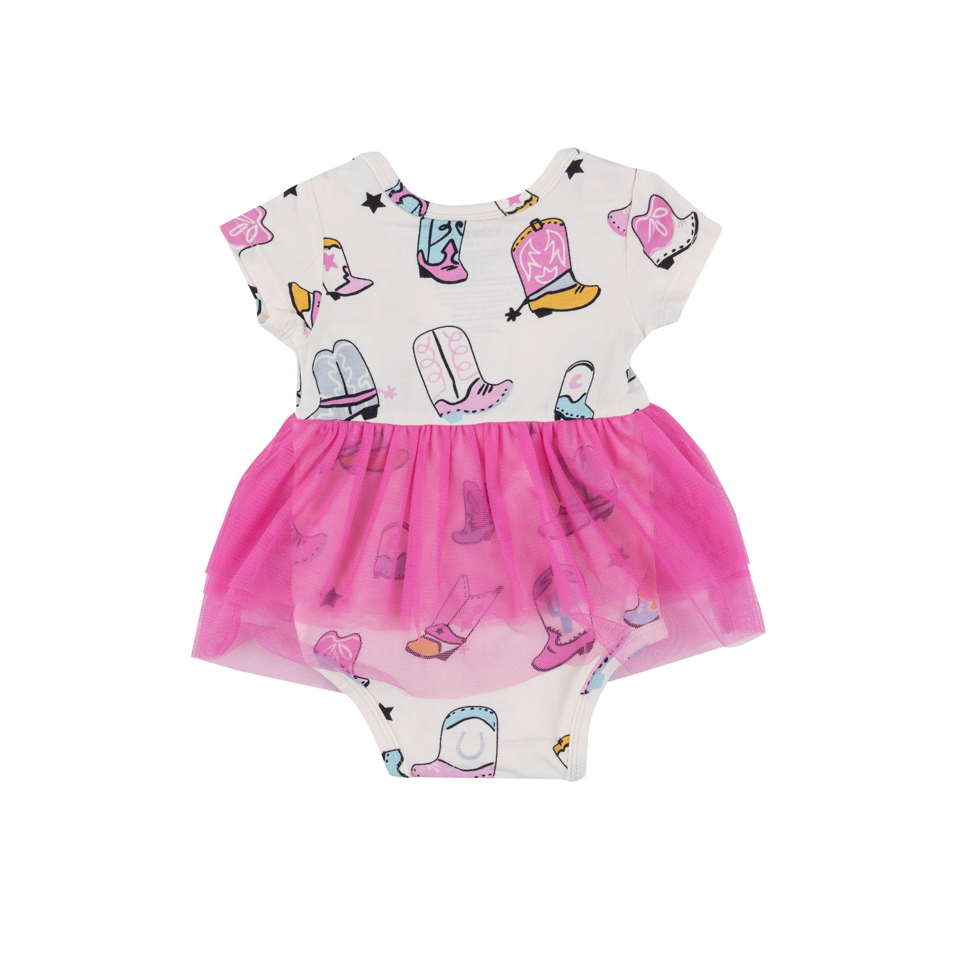 Twirly S/S Tutu Bodysuit Dress - Boots Pink-Angel Dear