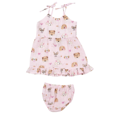 Twirly Tank Dress & Diaper Cover - Pretty Puppy Faces - Angel Dear