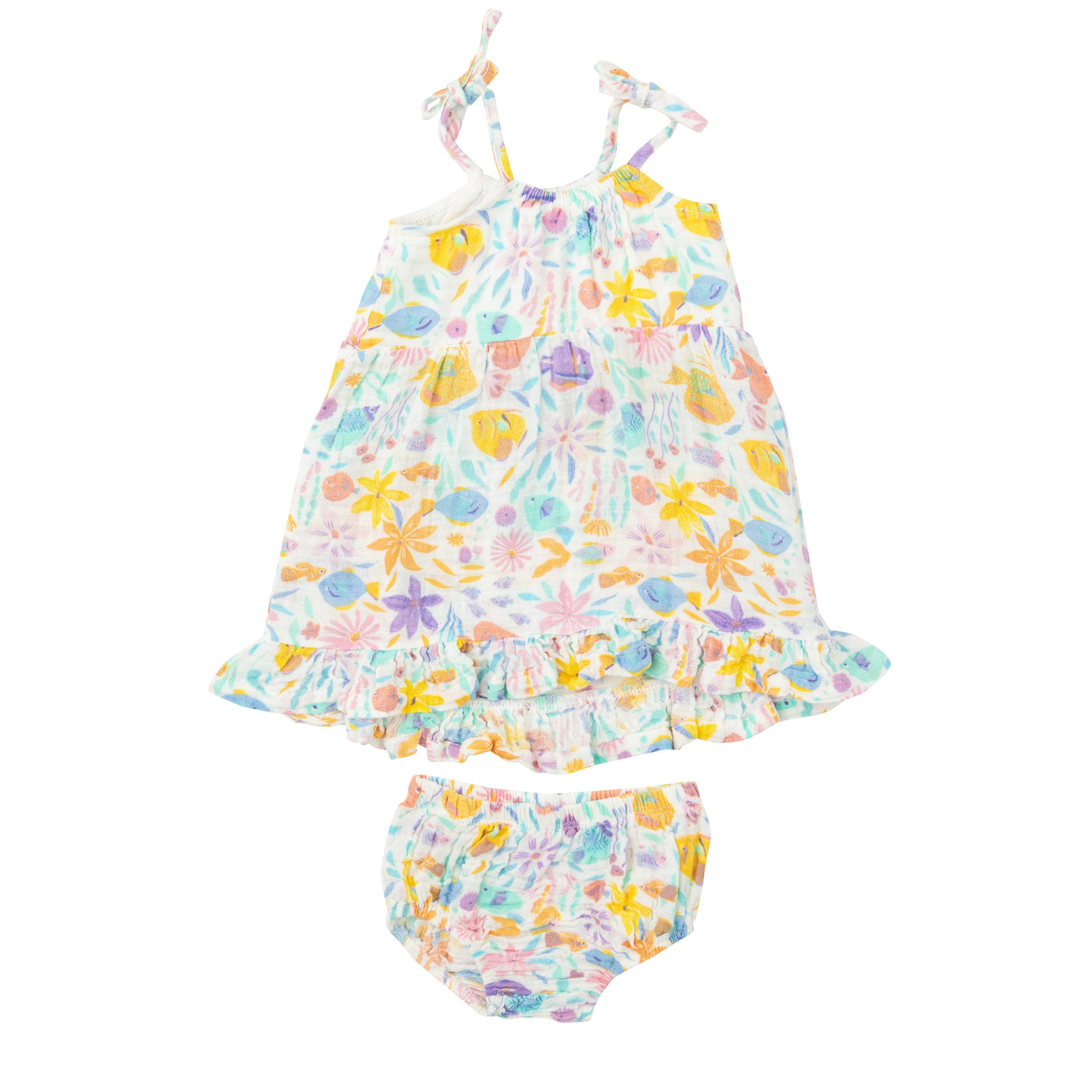 Twirly Tank Dress & Diaper Cover - Tropical Fish Floral by Angel Dear