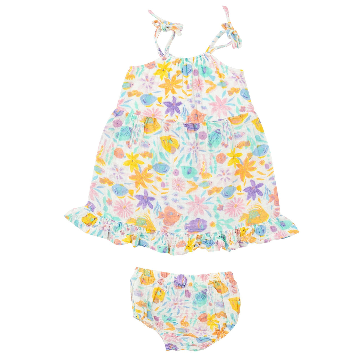 Twirly Tank Dress & Diaper Cover - Tropical Fish Floral - Angel Dear
