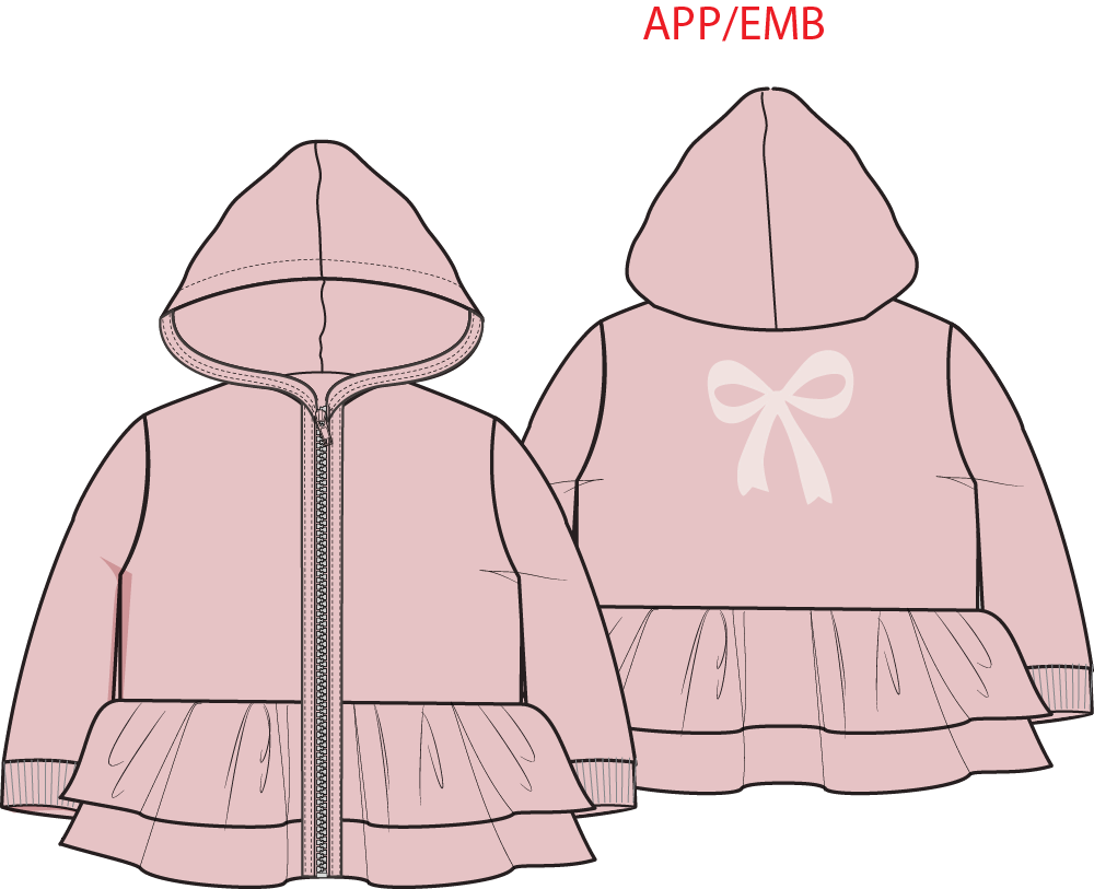 Veiled Pink Bows - Zip Peplum Hoodie
